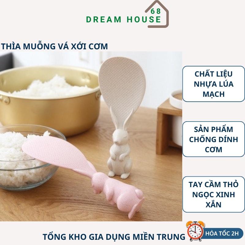 Thìa Muỗng Vá Xới Cơm Chống Dính Hình THỎ NGỌC Xinh Xắn Dể Thương Chất Liệu Cao Cấp Nhựa Lúa Mạch
