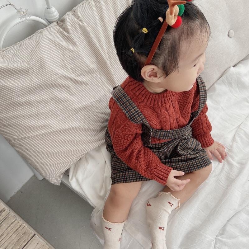 P'ti chou - Áo len vặn thừng đỏ cho bé trai bé gái 9m - 5y