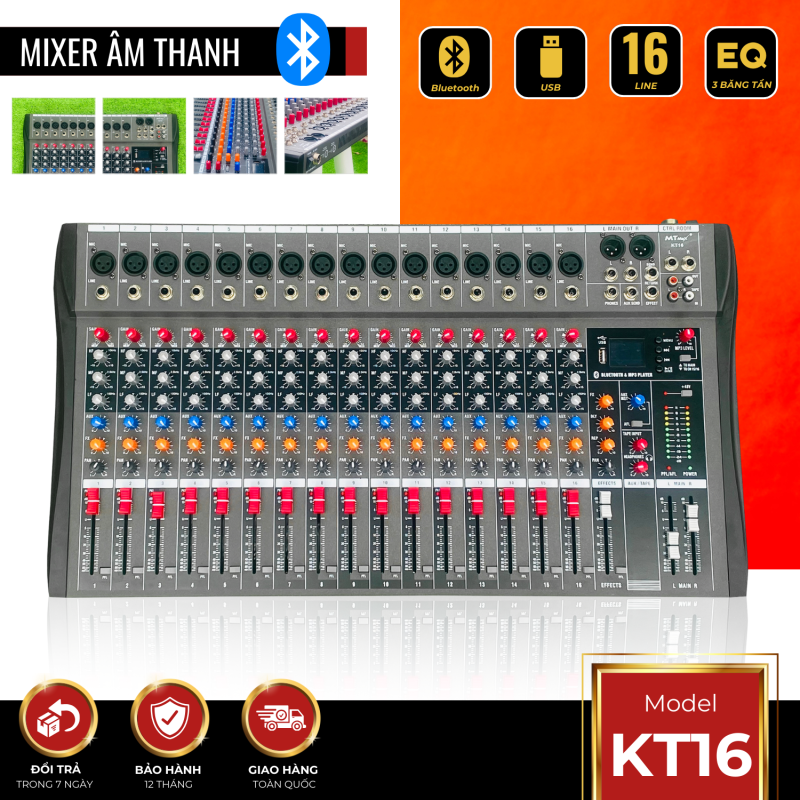 [ƯU ĐÃI CỰC LỚN - TẶNG NGAY DÂY CANON RA HOA SEN] Mixer MTMAX KT16 Cao Cấp Với 16 Đường Line Chuyên Nâng Cấp Loa Kéo, Dàn Karaoke, Sân Khấu, Hội Nghị, Bữa Tiệc, Hàng Chính Hãng