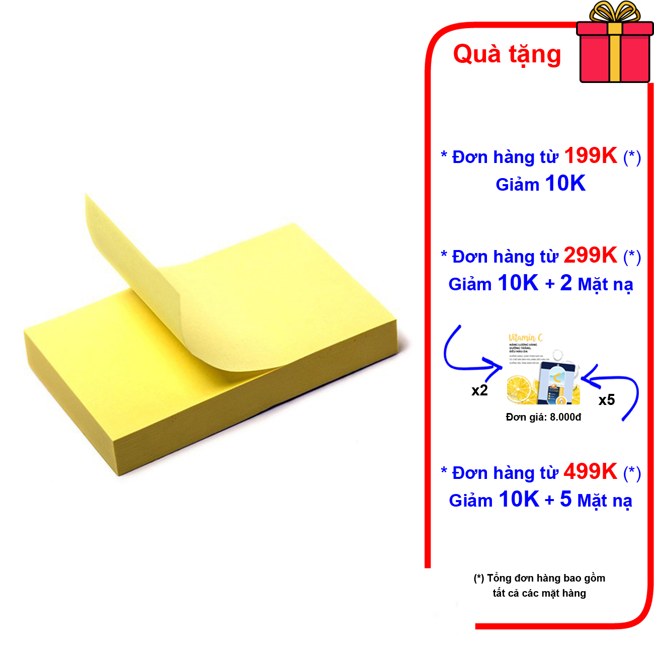 4 xấp giấy note 3x2, 3x3, 3x4, 3x5