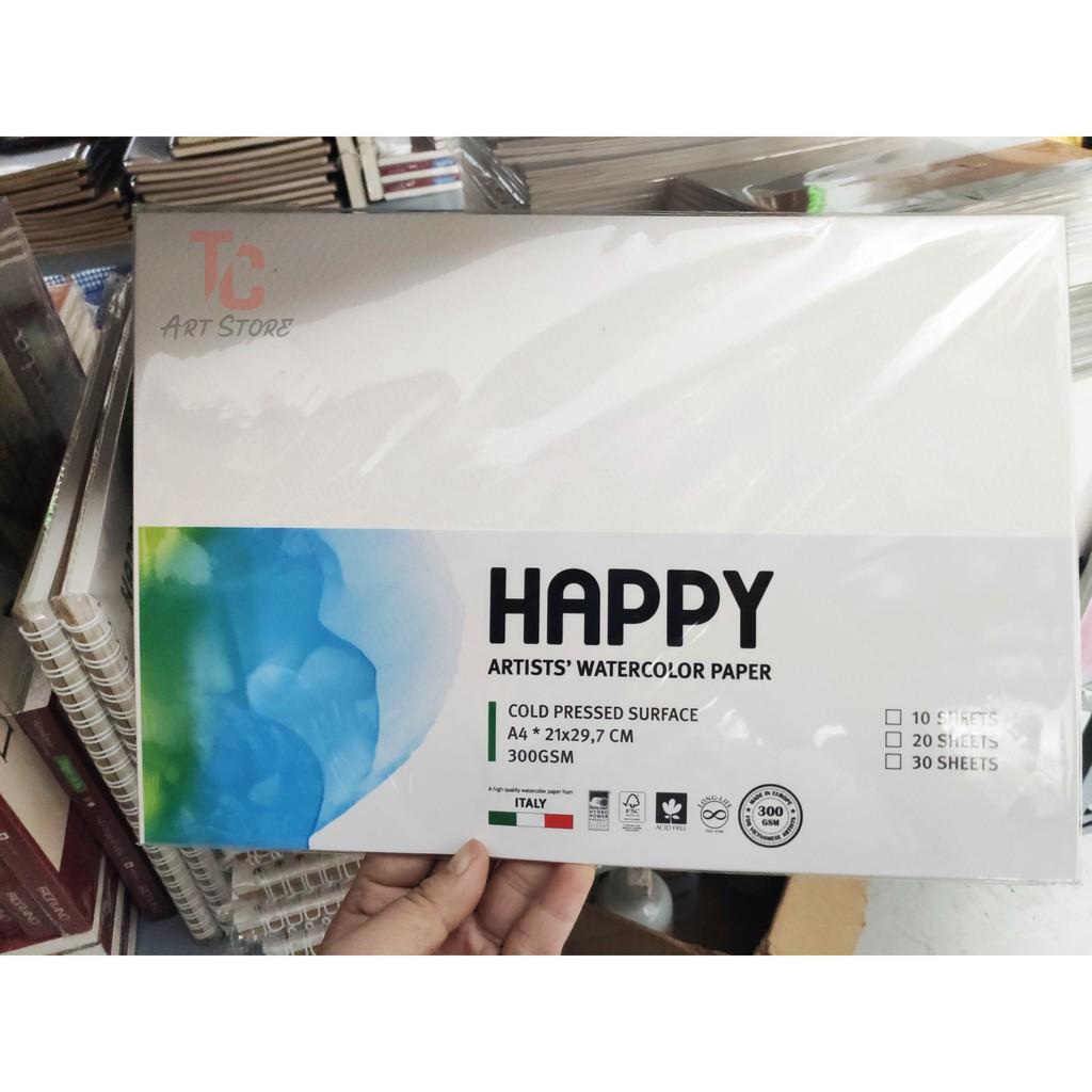 Giấy Vẽ Màu Nước HAPPY 300gsm Hạng Họa Sĩ (Vân Cold)