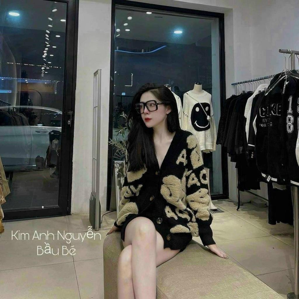 Áo cadigan len ÁO KHOÁC NỮ Cardigan lông thỏ thêu gấu phong cách Hàn Quốc thời trang cho nữ 2022 siêu ấm dày xinh