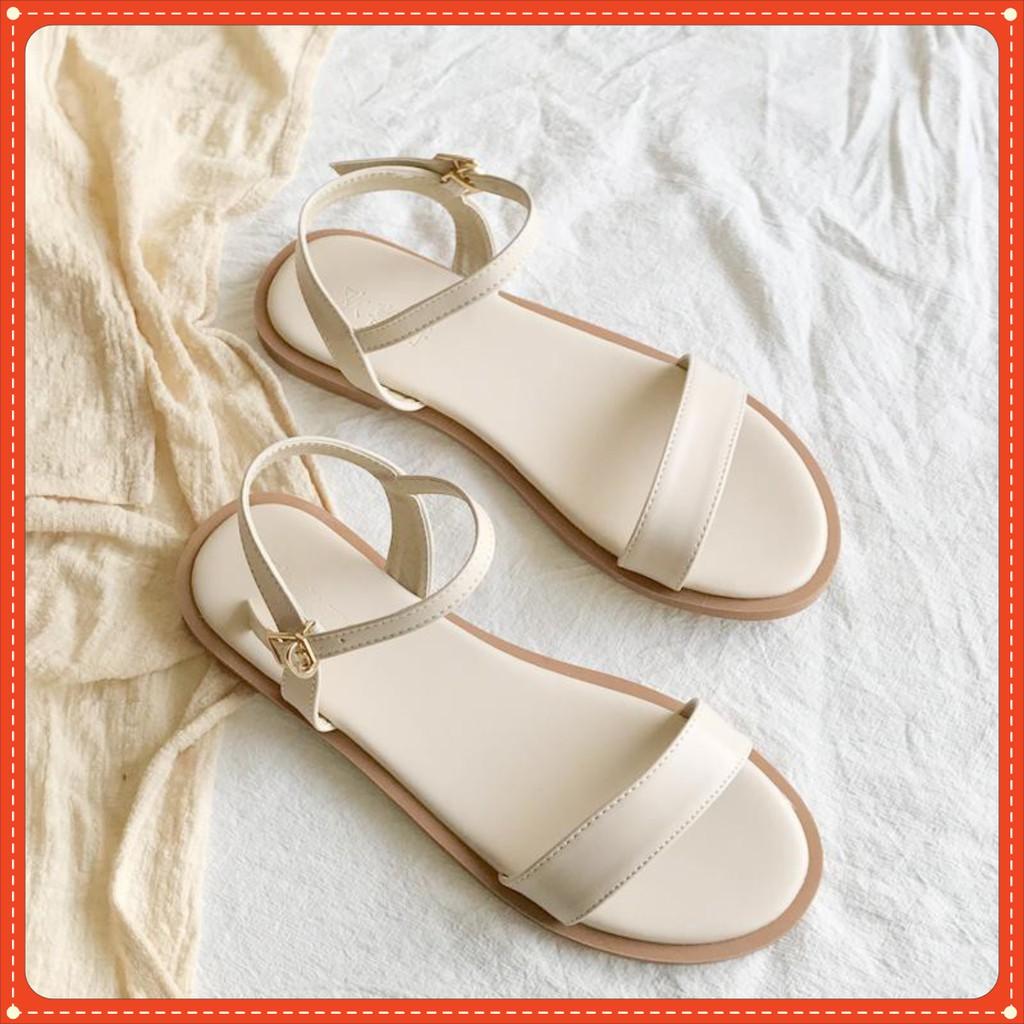 Gìay sandal đế bằng thời trang VIETLAVANI mã S12 mũi hở quai ngang kiểu dáng thanh lịch hàng chuẩn