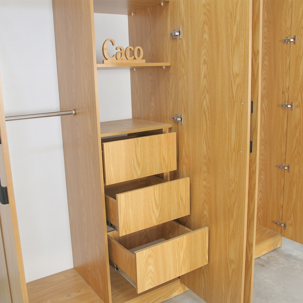 TỦ ÁO CÁNH MỞ GỖ MDF MELAMINE MÀU VÀNG VÂN GỖ SỒI CAO CẤP