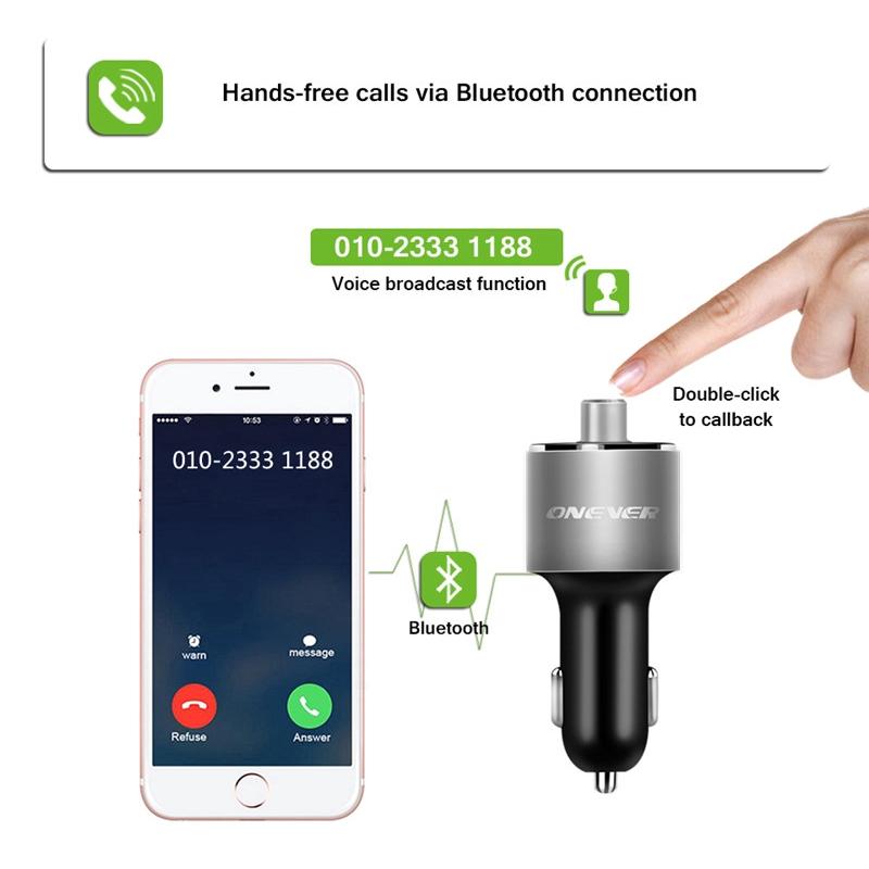 T56 Bộ rảnh tay Bluetooth Bộ chuyển đổi FM Bộ chuyển đổi MP3 Player Bộ sạc USB