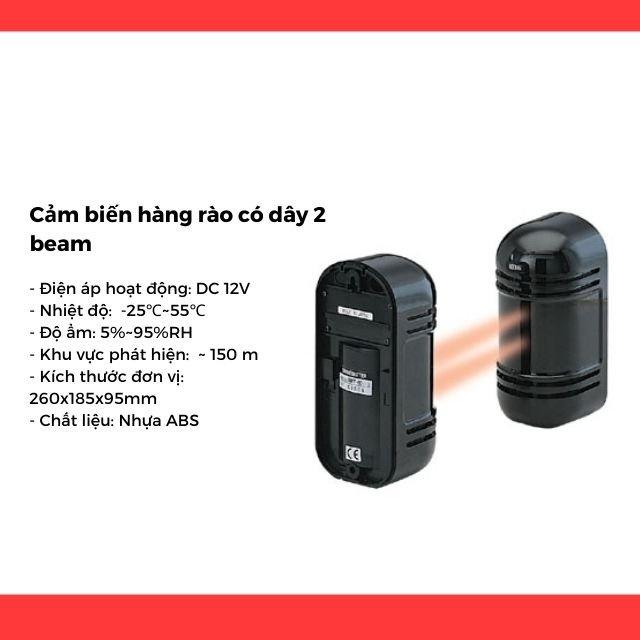 Cảm biến hàng rào điện tử có dây 2 beam-ABT-150, kết nối về tủ trung tâm khi có cảnh báo xâm nhập hệ thống