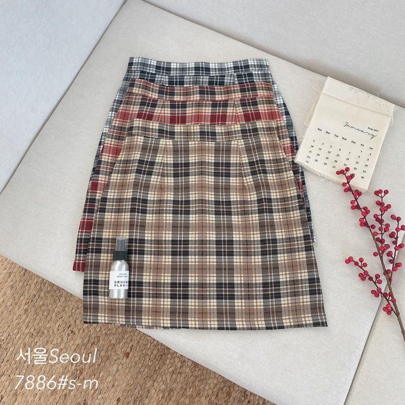 chân váy kẻ chữ A mã 7886