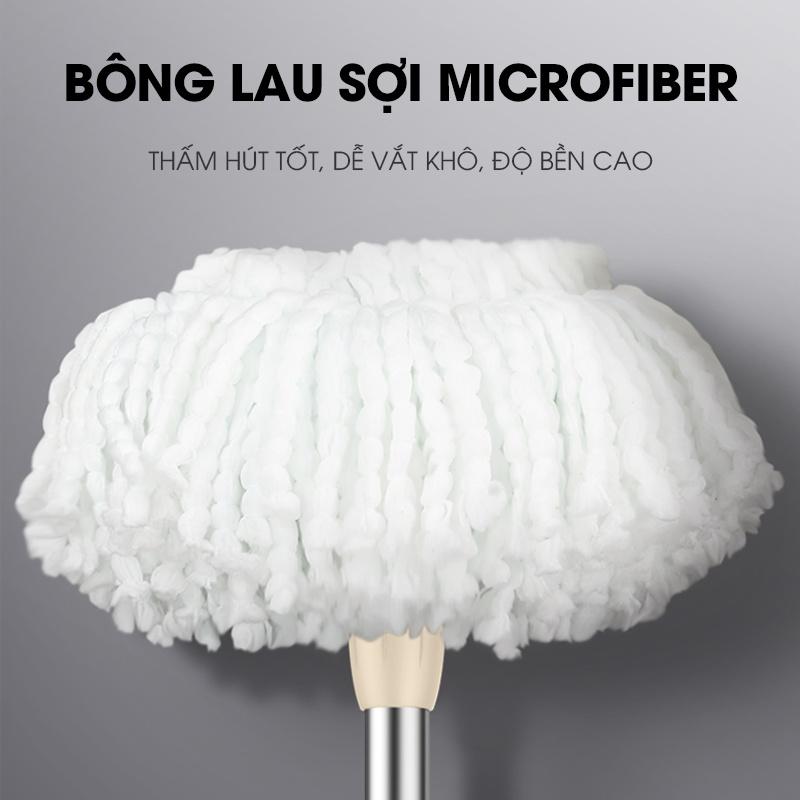 Bộ cây lau nhà cao cấp xoay 360 độ SAMONO SCM003 lau sạch mọi ngóc ngách sàn nhà 2 ngăn chứa lau khô lau ướt thông minh - Hàng chính hãng