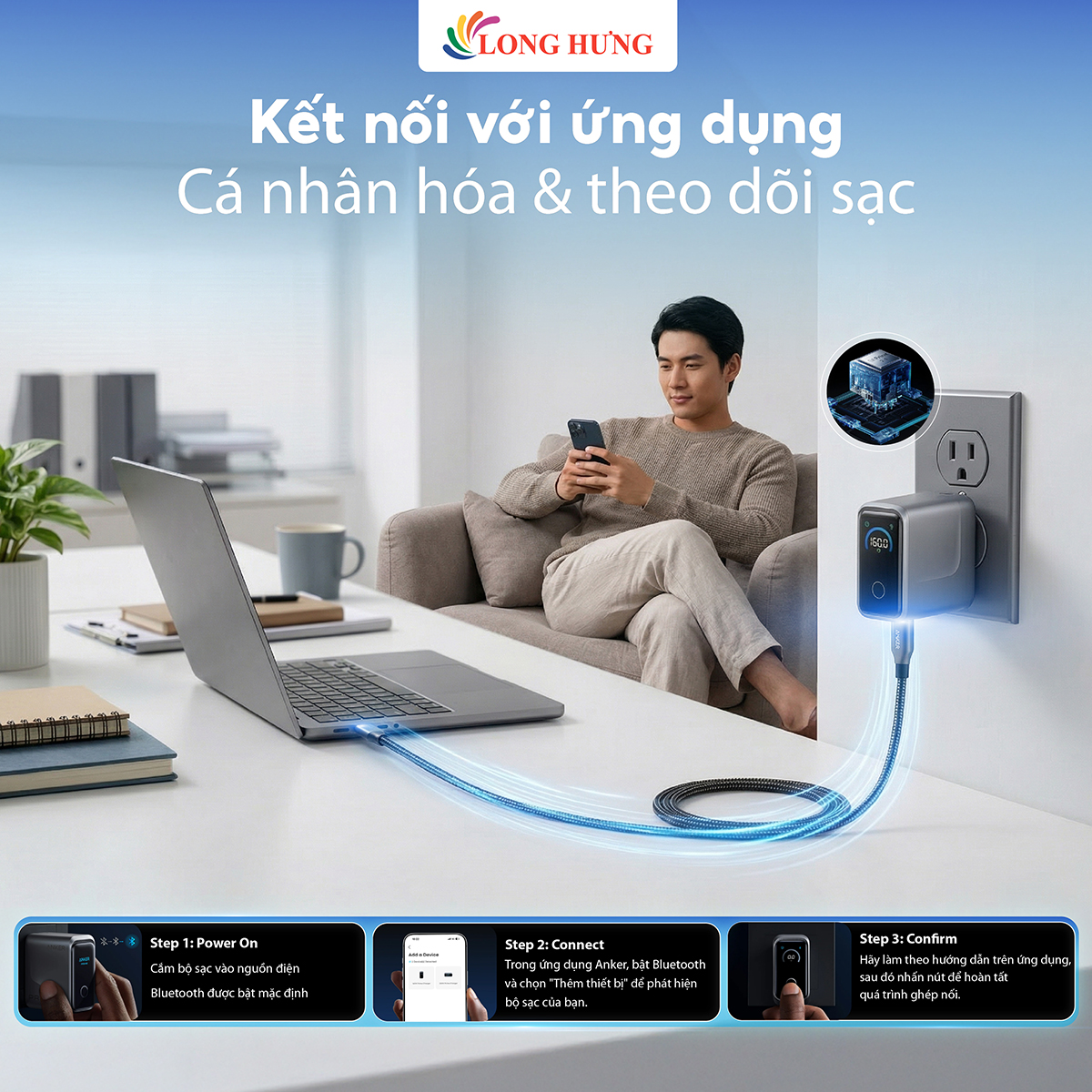 Cốc sạc Anker Prime Unmatched Power Smart Display 3Type-C 160W A2687 - Hàng chính hãng