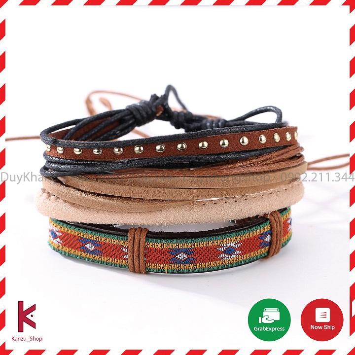 Vòng đeo tay bằng da phong cách vintage thời trang dành cho nam nữ mã VT05