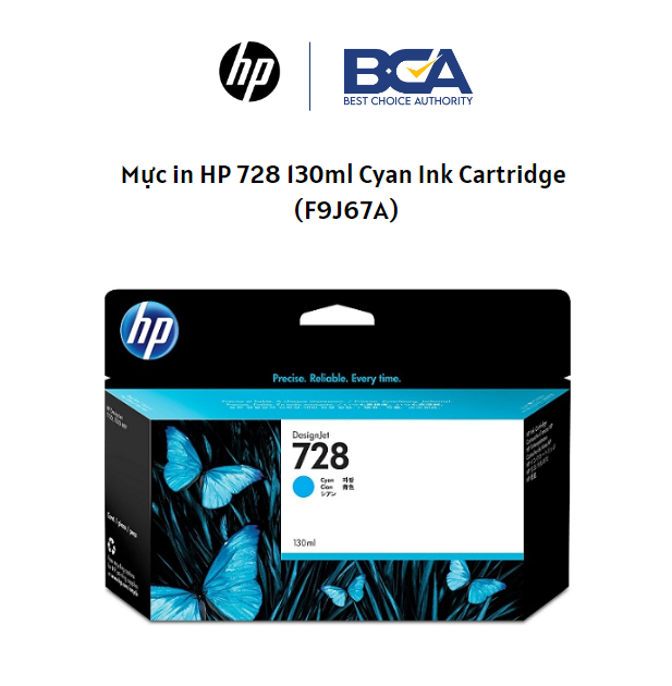 Mực in HP 728 130ml Cyan Ink Cartridge (F9J67A) - Hàng chính hãng