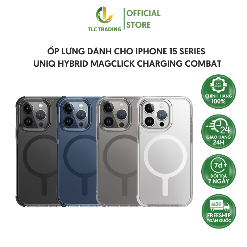 Ốp lưng dành cho iPhone 15 Pro/ 15 pro Max UNIQ Hybrid Magclick Charging Combat - hàng chính hãng