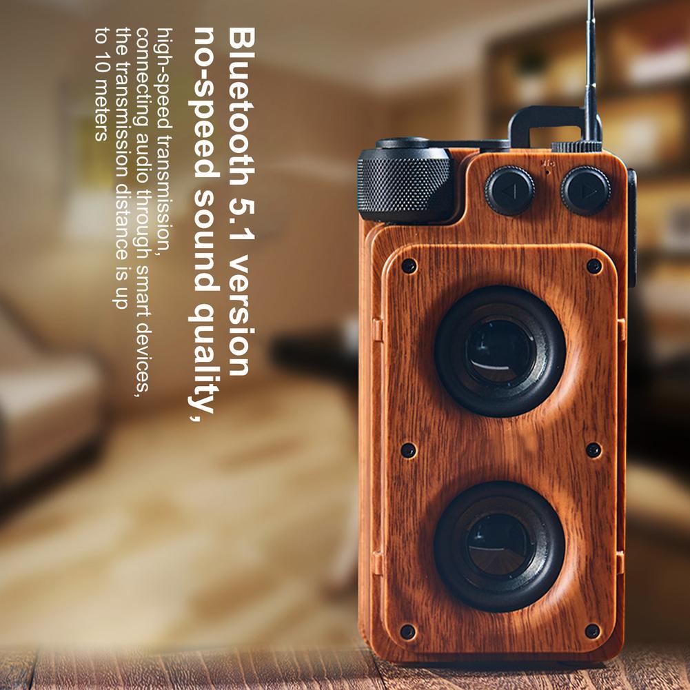 Loa tương thích với bluetooth retro di động không dây gọi tay không dây U Disk hoài cổ âm thanh nhỏ Outdoor FM Radio Màu sắc: màu gỗ