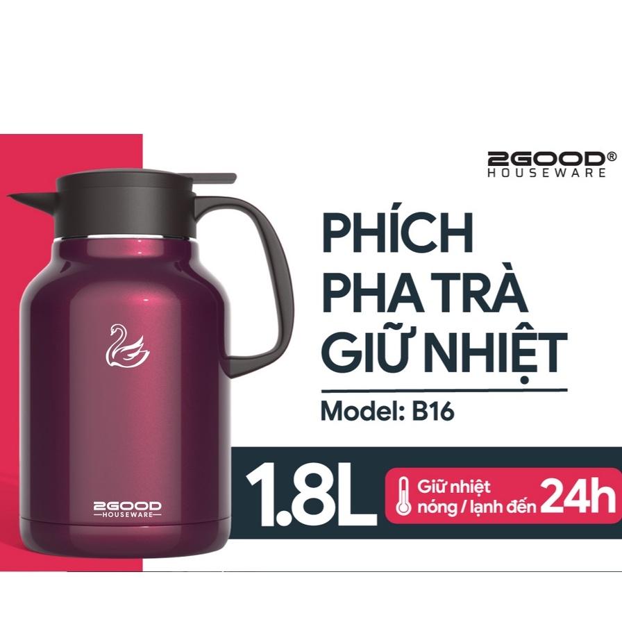 Bình Giữ Nhiệt, pha trà, Bình Ủ B16 (1.8L)  Giữ Nhiệt Nóng Lạnh Suốt 24h