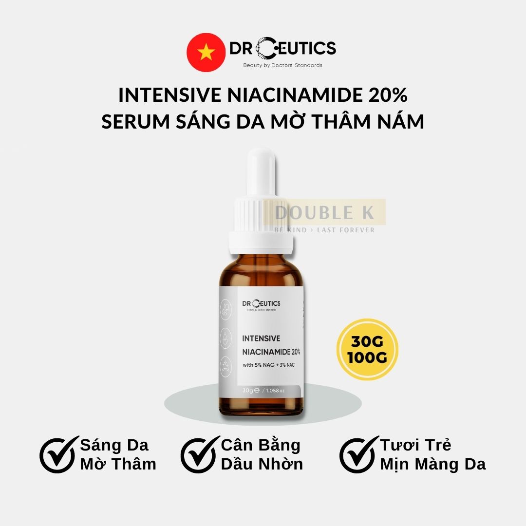 DrCeutics Intensive Niacinamide 20% - Serum Sáng Da, Tăng Cường Hàng Rào Bảo Vệ Da - Double K