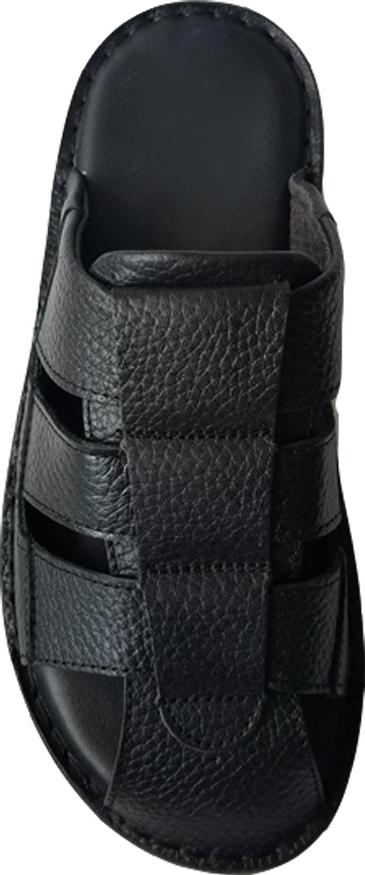 Dép Nam Quai Ngang Bít Mũi Da Bò Thời Trang Màu Đen TC03731