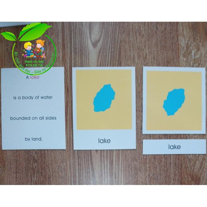 Thẻ học 3 phần các hình thái địa lý tạo từ đất và nước (Land and Water Form Cards)