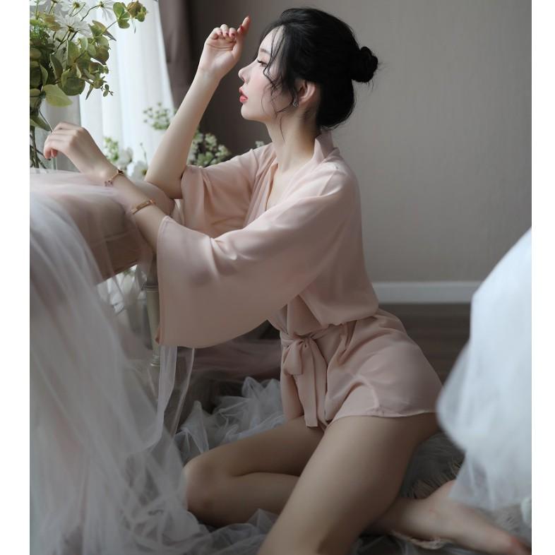 Đồ ngủ Sexy kiểu áo sơ mi che quần quyến rũ - Màu da