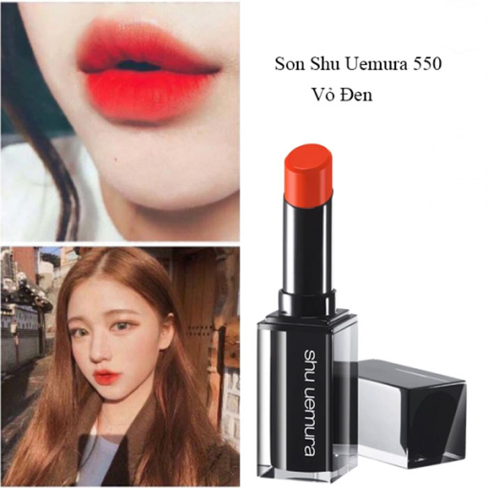 Son Shu Uemura Rouge Unlimited Matte M OR 550 Màu Đỏ Cam - Thiên Cam (Chất Son Lì)