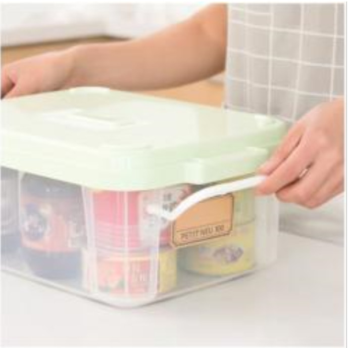 Combo 03 Hộp đựng đồ đa năng có tay cầm tiện dụng, nhựa PP trong suốt - Hàng nội địa Nhật Bản.