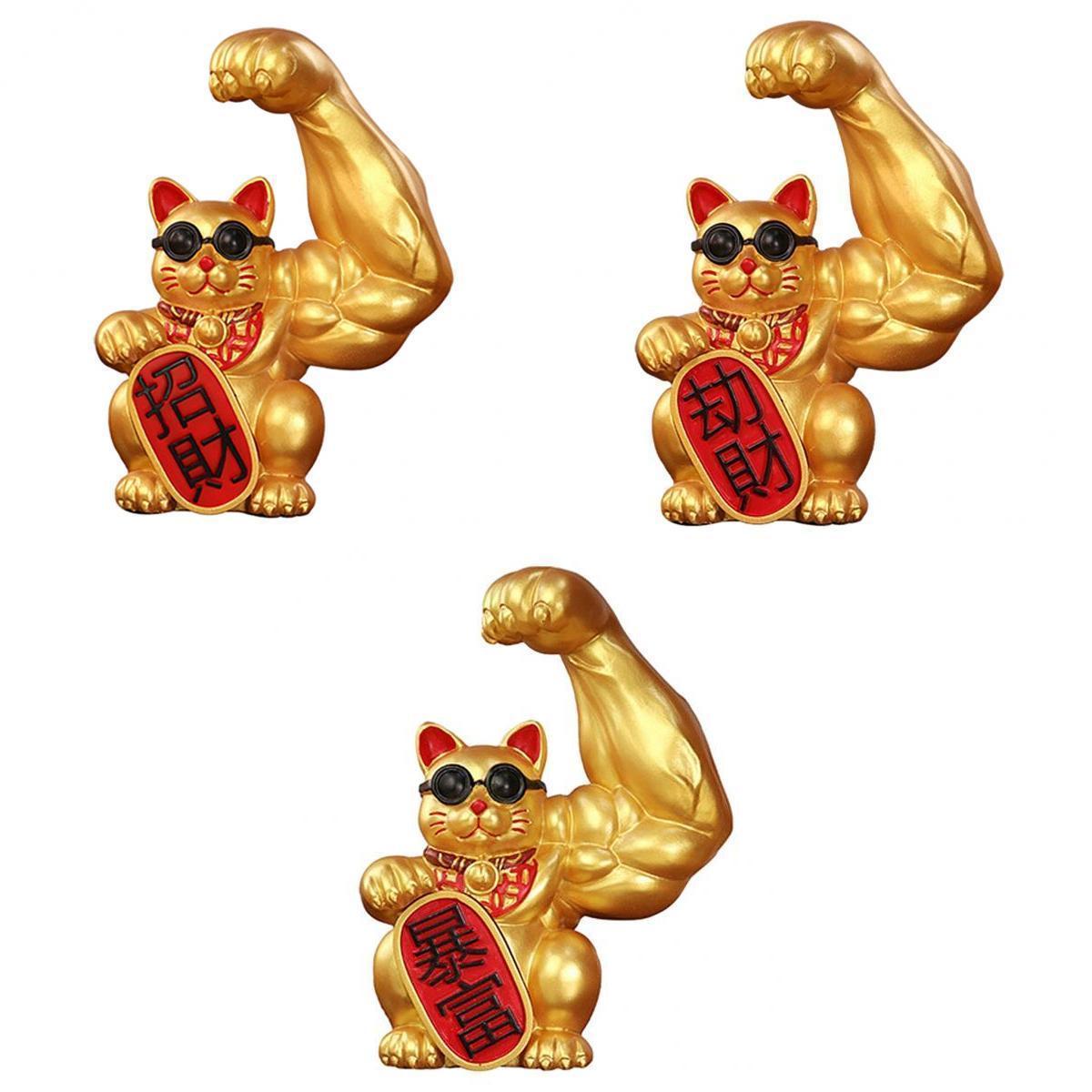 3 Cái x Tượng Trang Trí Ngộ Nghĩnh mèo Cánh Tay Lớn