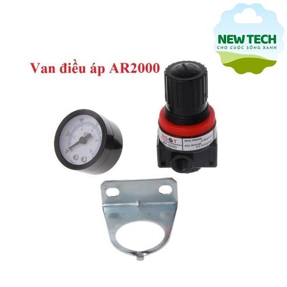 Bộ van điều chỉnh áp suất AR2000 kèm đồng hồ khí nén ren 13mm