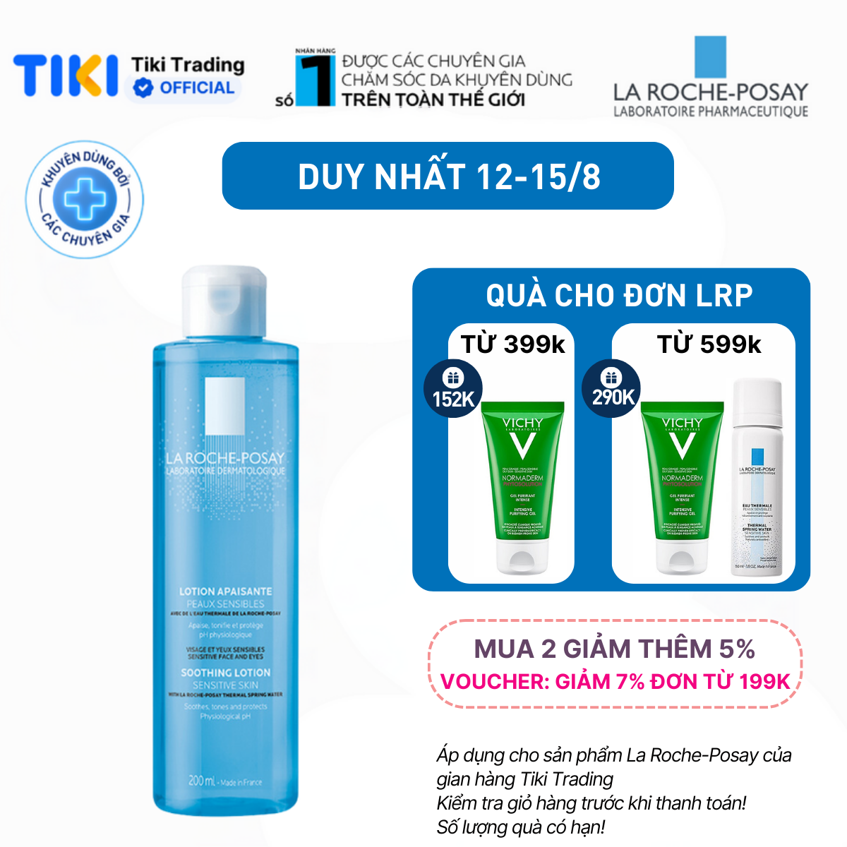 Nước cân bằng giúp làm dịu và bảo vệ da nhạy cảm La Roche-Posay Lotion Sensitive Skin 200ml
