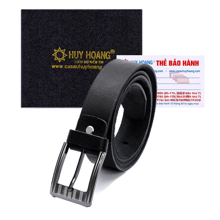 HJ4105 - Dây nịt nam da bò Huy Hoàng màu đen