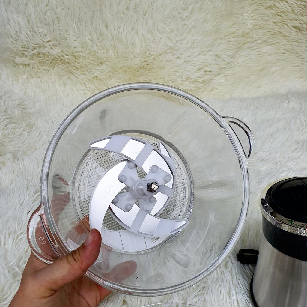 Máy xay thịt đa năng, cối thủy tinh siêu dầy 2 lít, 4 lưỡi dao to khỏe sắc bén, xay siêu nhanh và mạnh mẽ