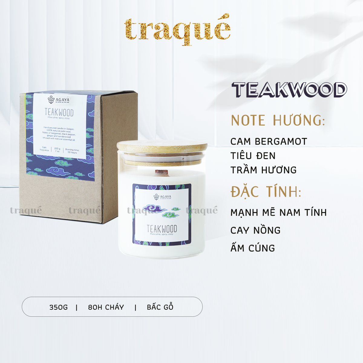 Nến thơm tinh dầu cao cấp không khói an toàn Candle Cup - TAEKWOOD - L - 350G