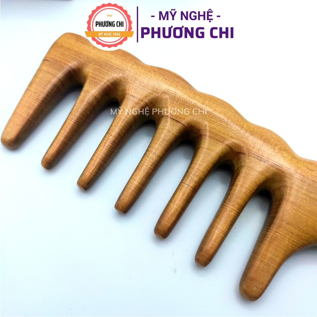 Lược răng thưa bằng gỗ thơm dùng massage đầu ấn huyệt, lược chải tóc gỡ rỗi | Mỹ Nghệ Phương Chi