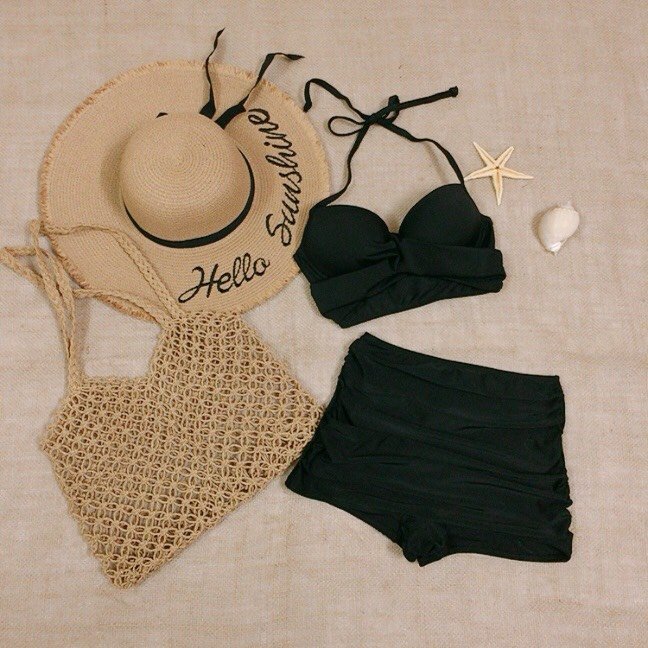 [NHIỀU MÀU] Bikini 2 mảnh áo crop xoắn nâng ngực mix quần short nhún kín đáo (HÌNH THẬT