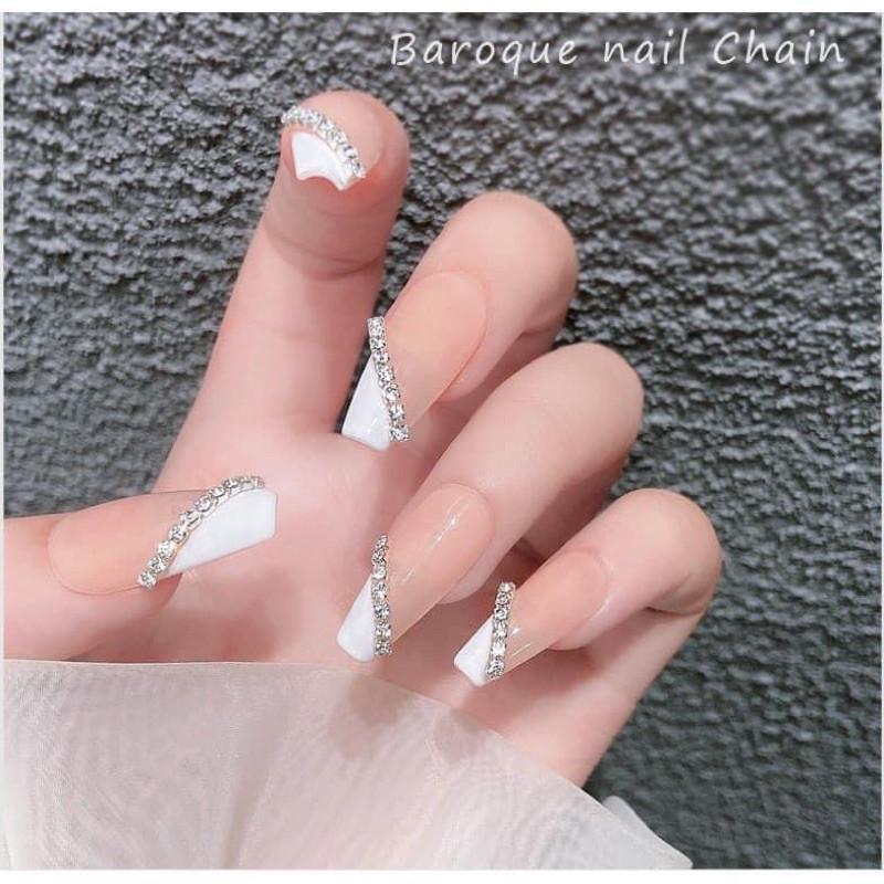 Charm Dây Xích Khay 7 Ô Kim Loại Đính Đá, Thiết Kế Đa Dạng, Bền Bỉ Không Gỉ, Dễ Cắt Tùy Chỉnh, Làm Nail Phong Cách Women Nữ