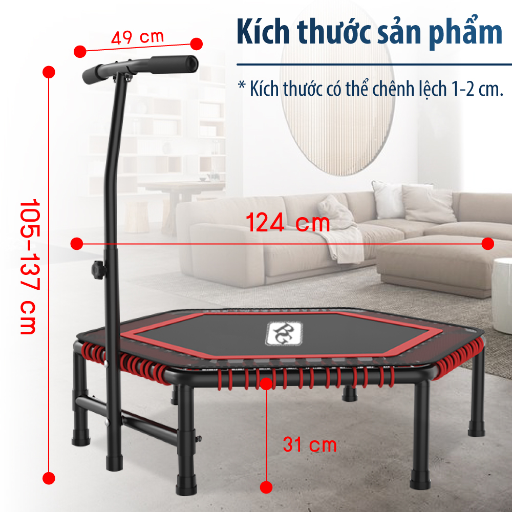 BG Sàn nhún, Đệm bật nhún cao cấp có tay cầm dành cho mọi lứa tuổi TRAMPOLINE 50INCH (hàng nhập khẩu)