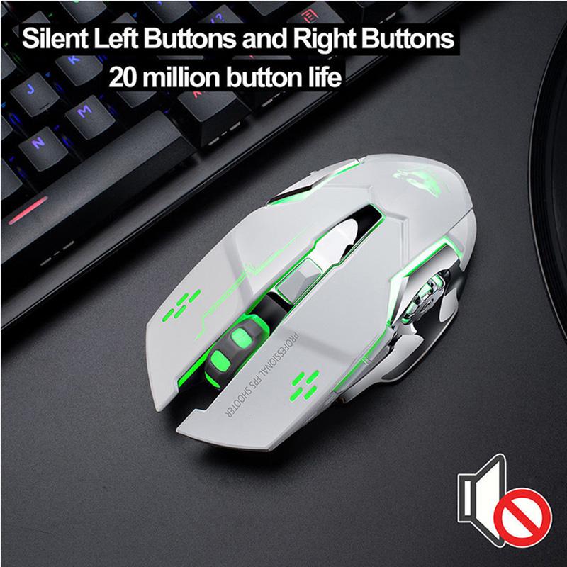 Chuột Chơi Game Không Dây Sạc X8 Im Lặng LED Backlit Quang USB Ergonomic Chuột Chơi Game Cho Laptop/PC