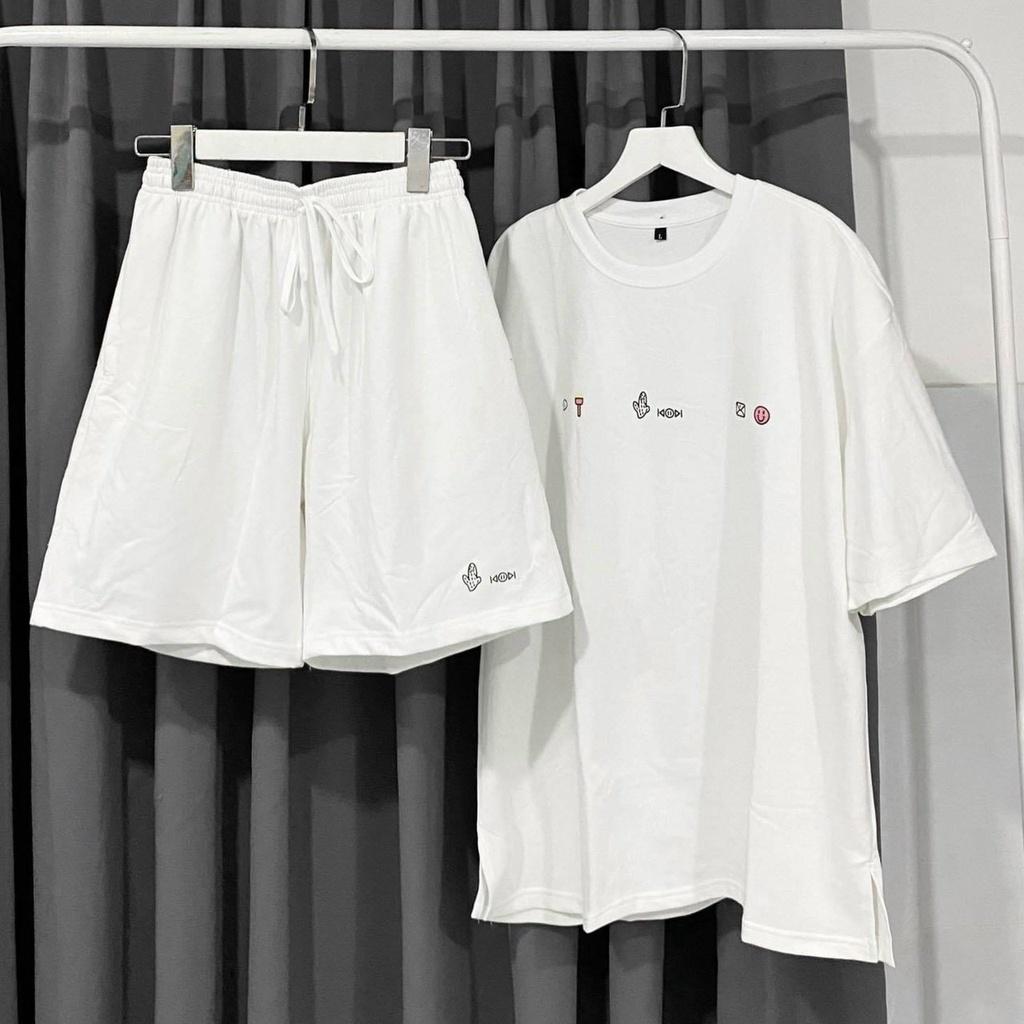Set Quần Short + Áo Phông icon Ullzang , Bộ đồ short ống rộng kèm phông tay lỡ