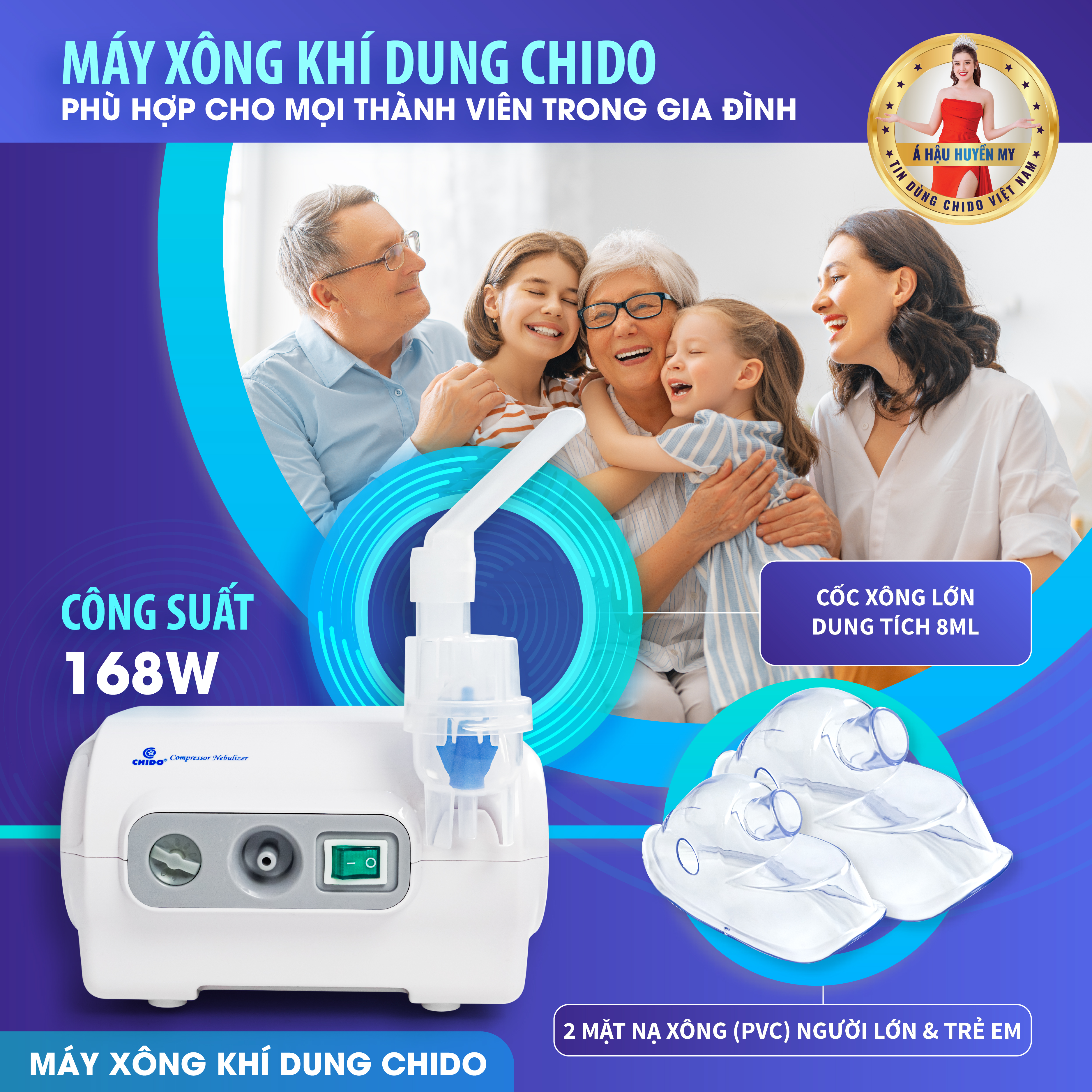 Máy Xông Mũi Họng Khí Dung Chido - Công Nghệ Nhật Bản