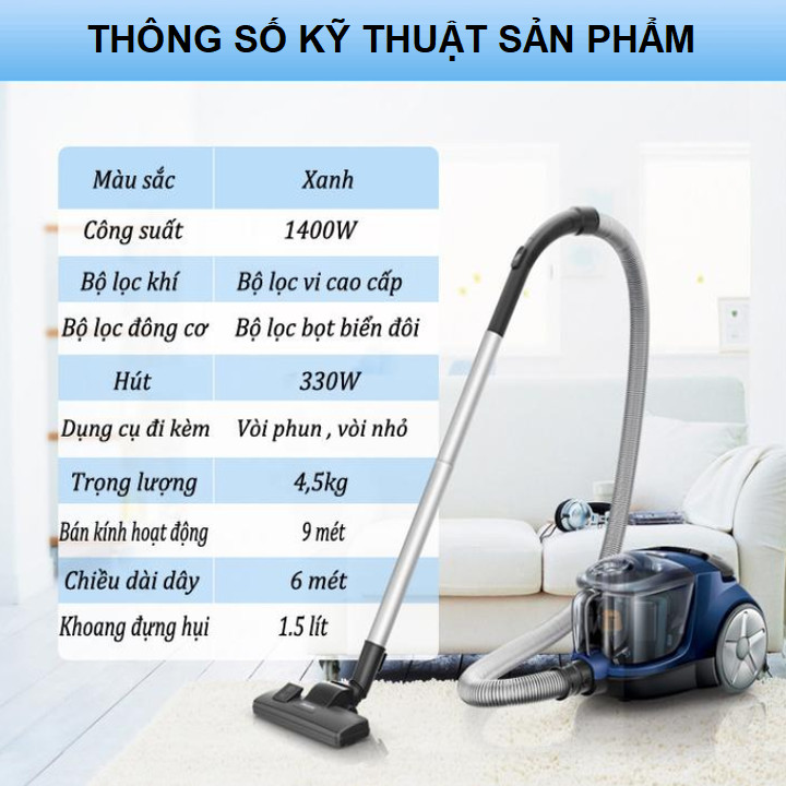 Máy hút bụi gia đình nhãn hiệu Philips cao cấp FC8471/81 công suất 1400W, kiểu dáng hiện đại tích hợp đầu hút sàn và đầu hút khe - Hàng Nhập Khẩu