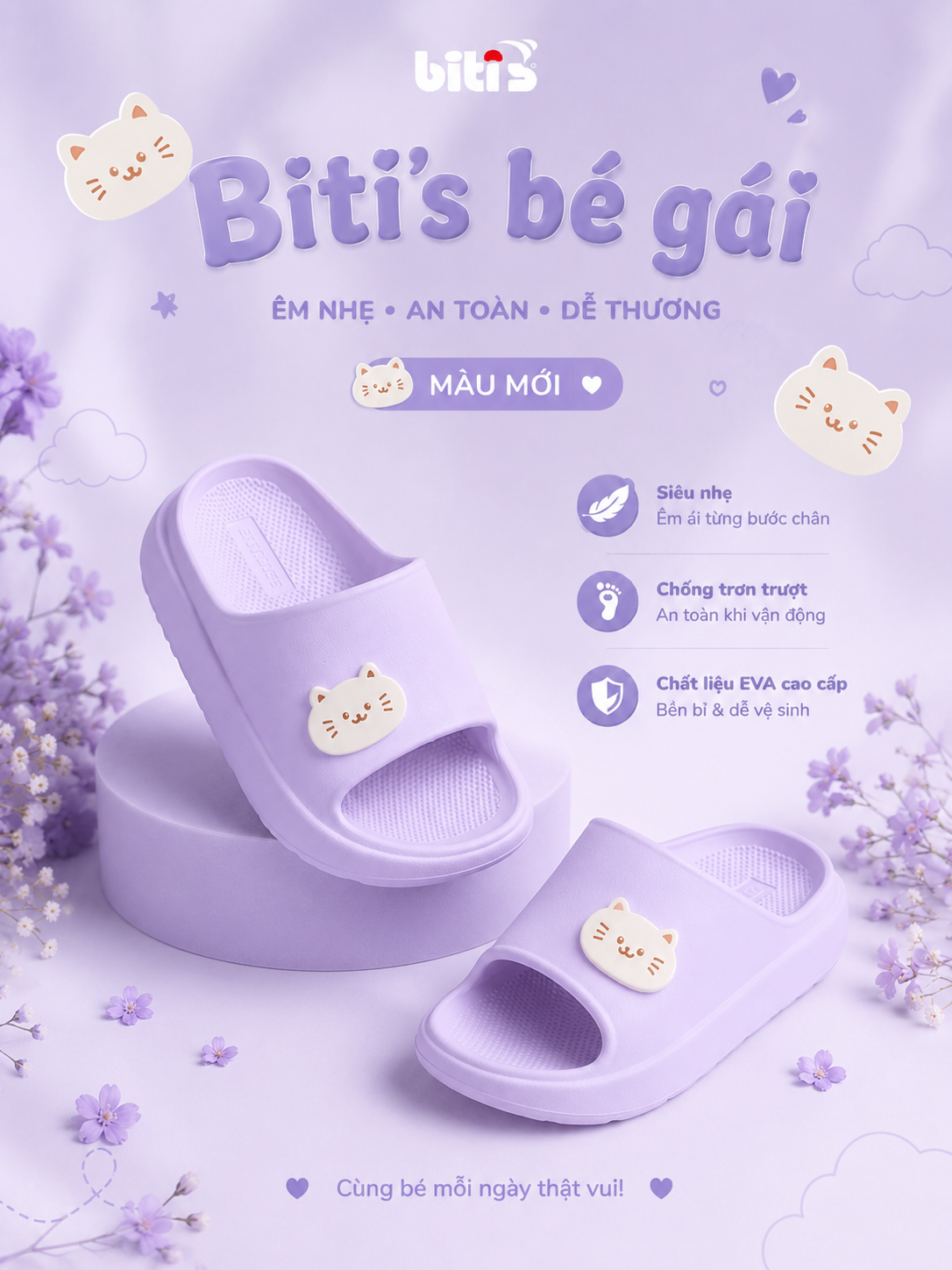 DÉP Biti's bé gái -Size 30-37 - Chống trơn trượt - Chất liệu EVA cao cấp