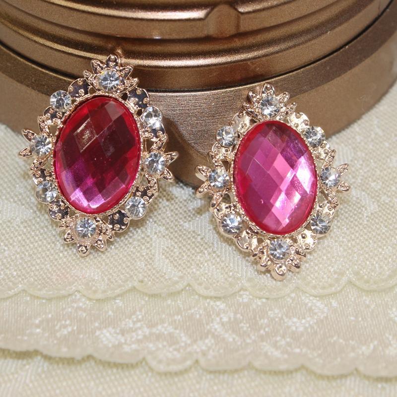 20Pcs Crystal Rhinestone Button Oval Acrylic Embellishments Phone Case Decor