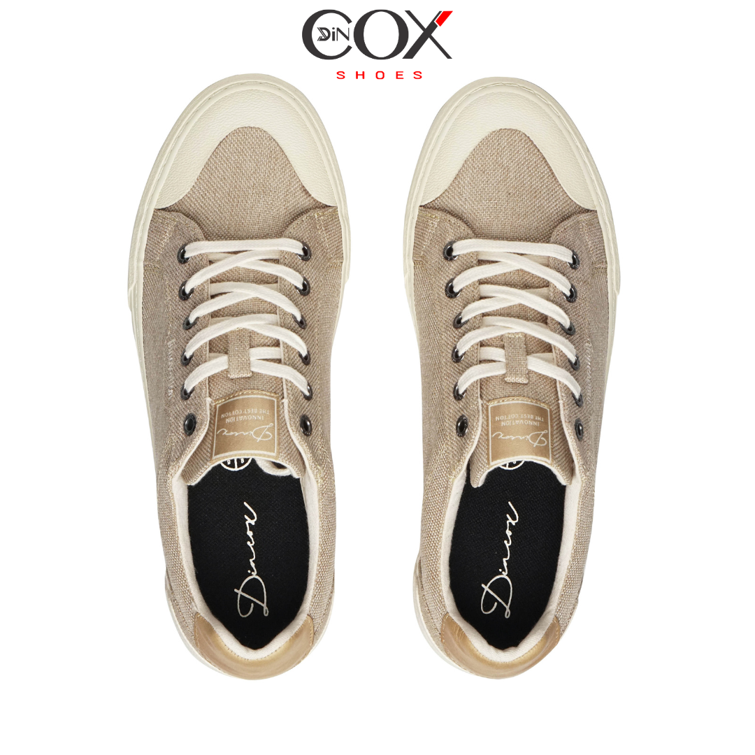 Giày Vải Sneaker Canvas Đế Bằng Nam DC30 Beige Dincox Shoes