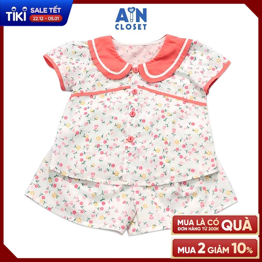 Bộ quần áo ngắn bé gái họa tiết Hoa baby cổ thủy thủ quần váy cotton - AICDBGTWQHNQ - AIN Closet