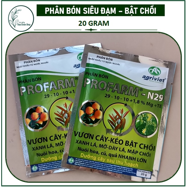 Phân bón Siêu Đạm Profarm N29 - Vươn Cây Bật Chồi 20 gram