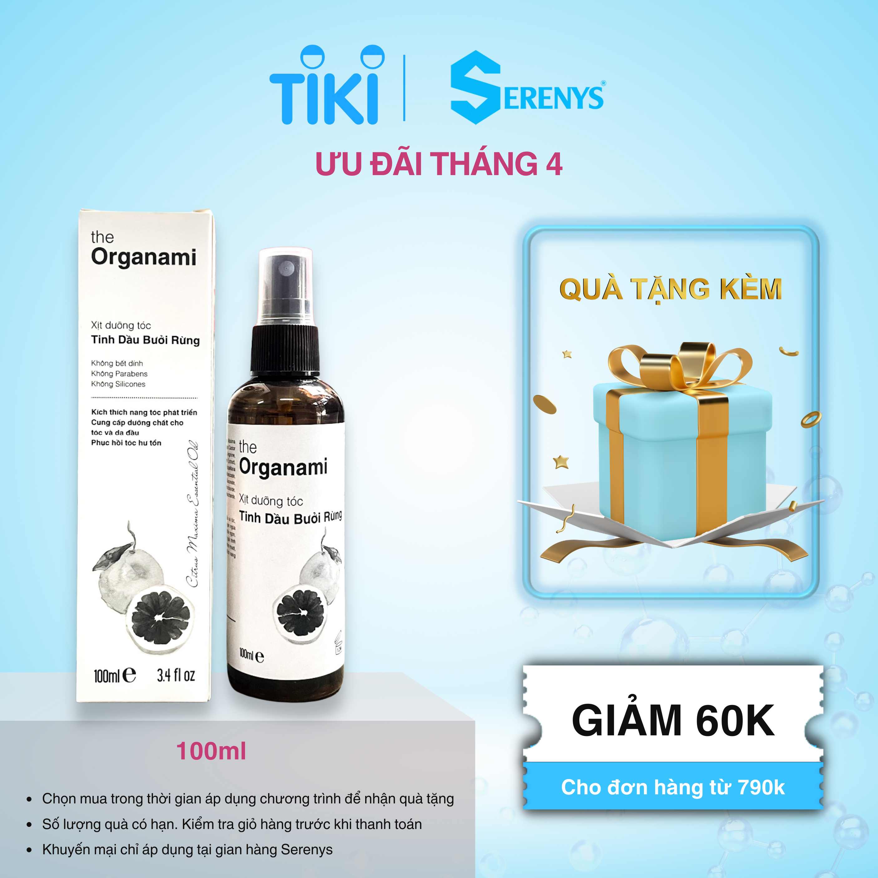 Xịt dưỡng tóc Serenys Tinh dầu bưởi rừng