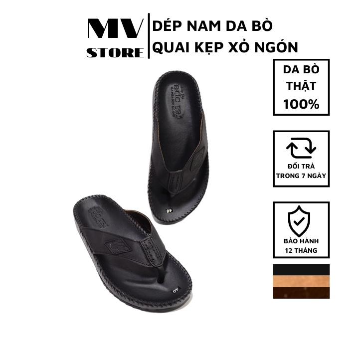 Dép xỏ ngón nam da bò cao cấp, dép nam trung niên DT02