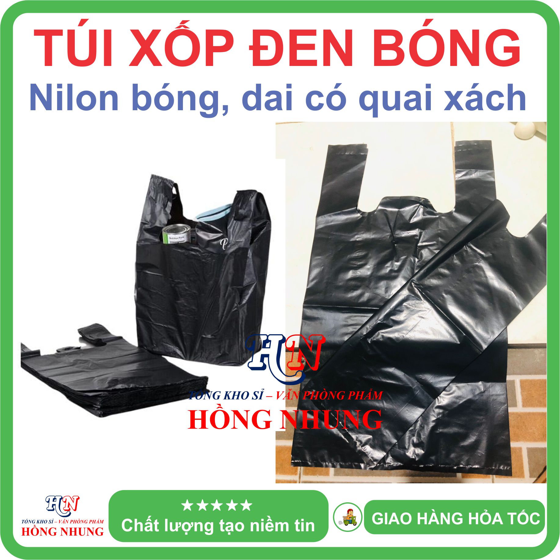 [SALE] 1kg túi xốp đen bóng loại 1 - Chất liệu nilon dai, bóng đẹp, chắc chắn, cho bạn an tâm đóng hàng