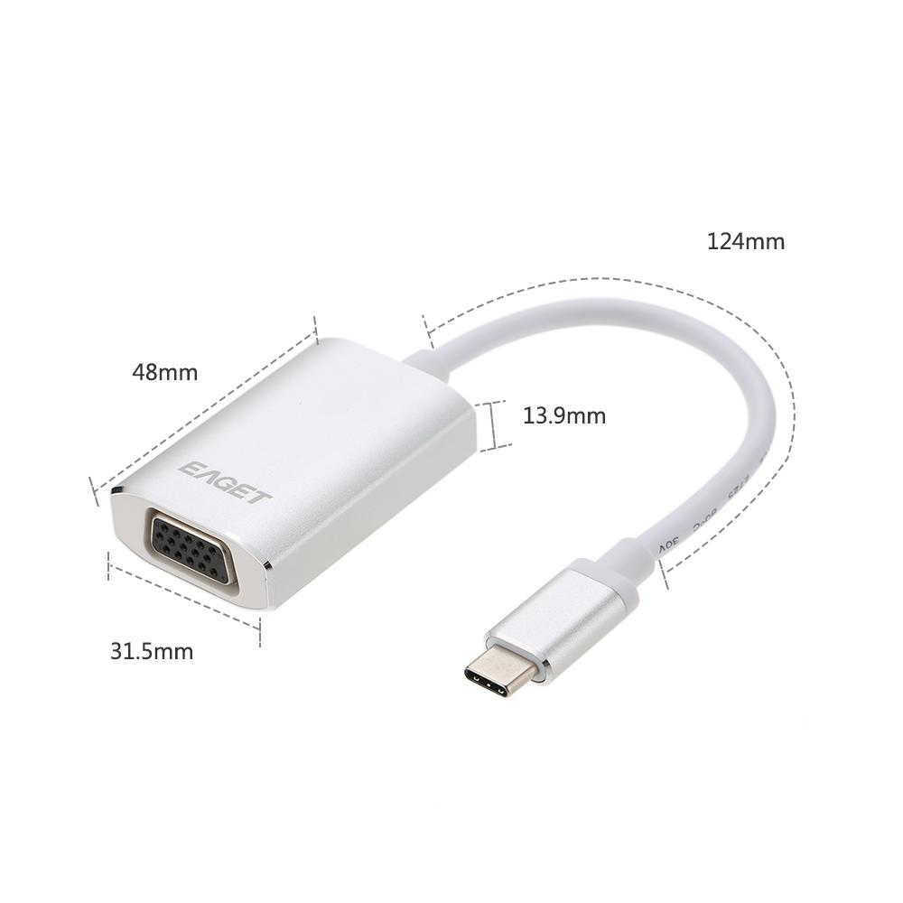 Bộ chuyển đổi EAGET Type-C sang VGA HD cho máy tính xách tay MacBook Pro TV điện thoại thông minh