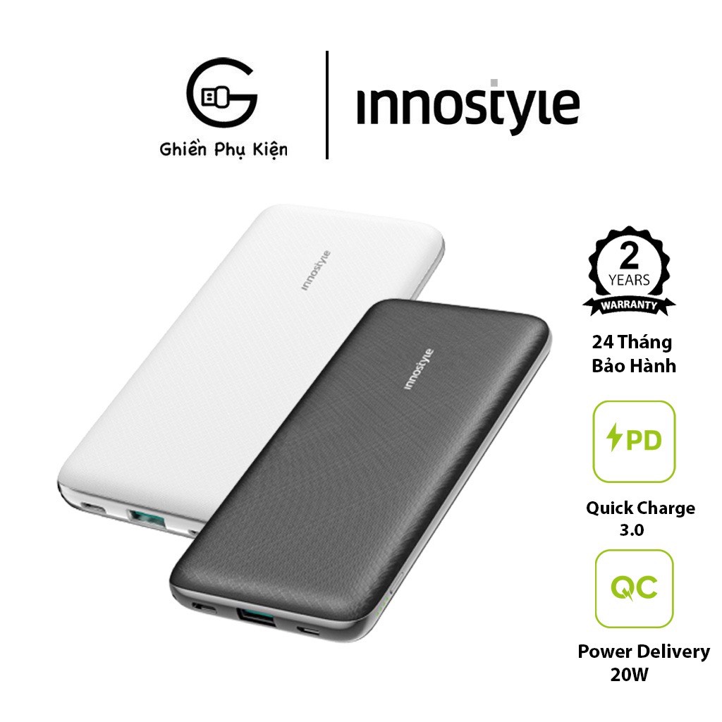 Sạc Dự Phòng INNOSTYLE 10000MAH PD 20W + QC3.0 18W - Hàng Chính Hãng