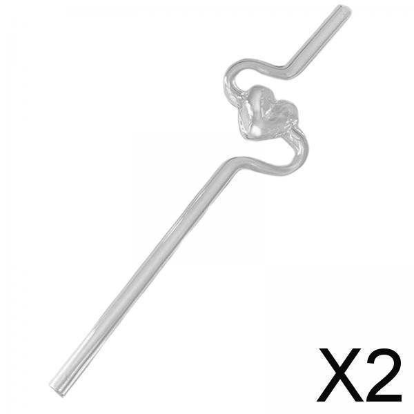 2xReusable Glass Drinking Straw Long Girls Gift for juice coffee Iced Tea