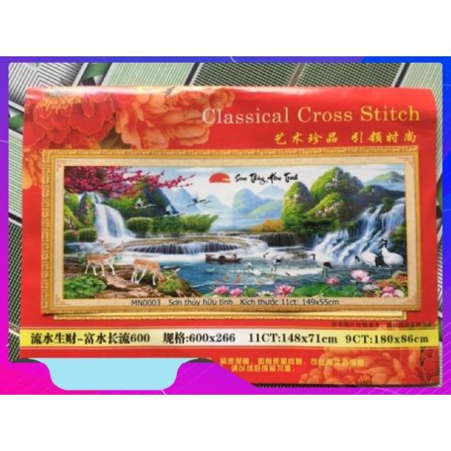 Tranh thêu sơn thuỷ hữu tình 1m5